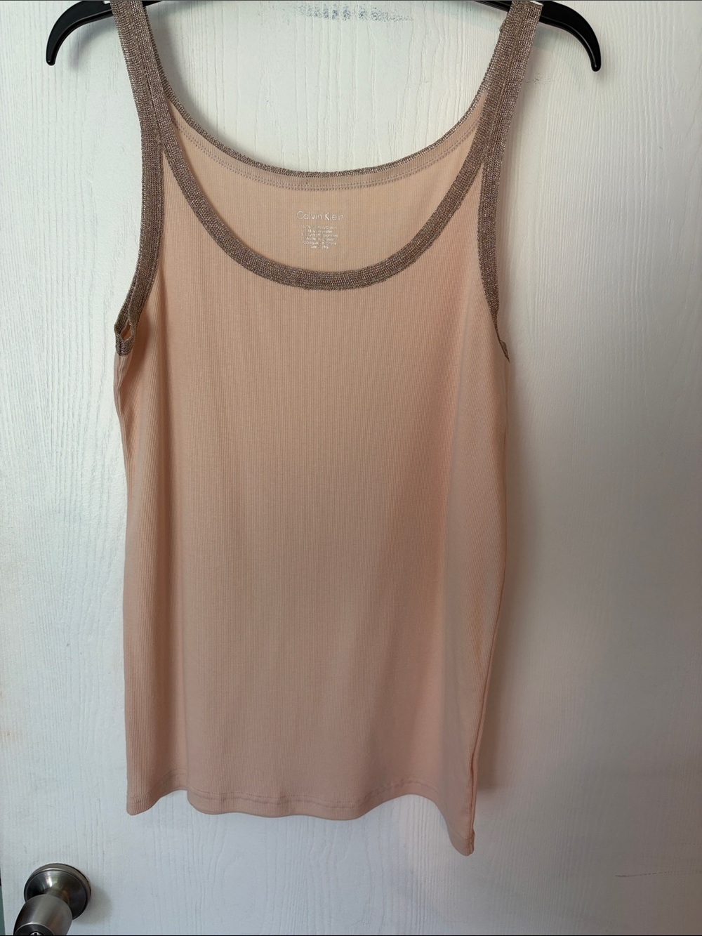 Calvin Klein Blush Pink Tank with Metallic Trim